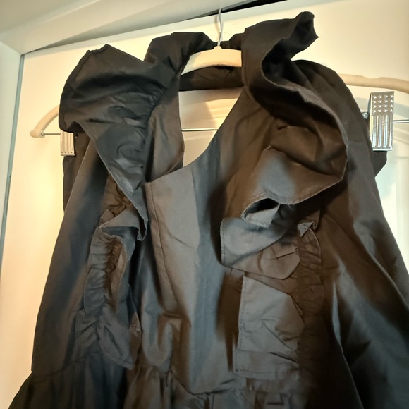 Black Ruffle Halter Mini Dress - Picture 3 of 6